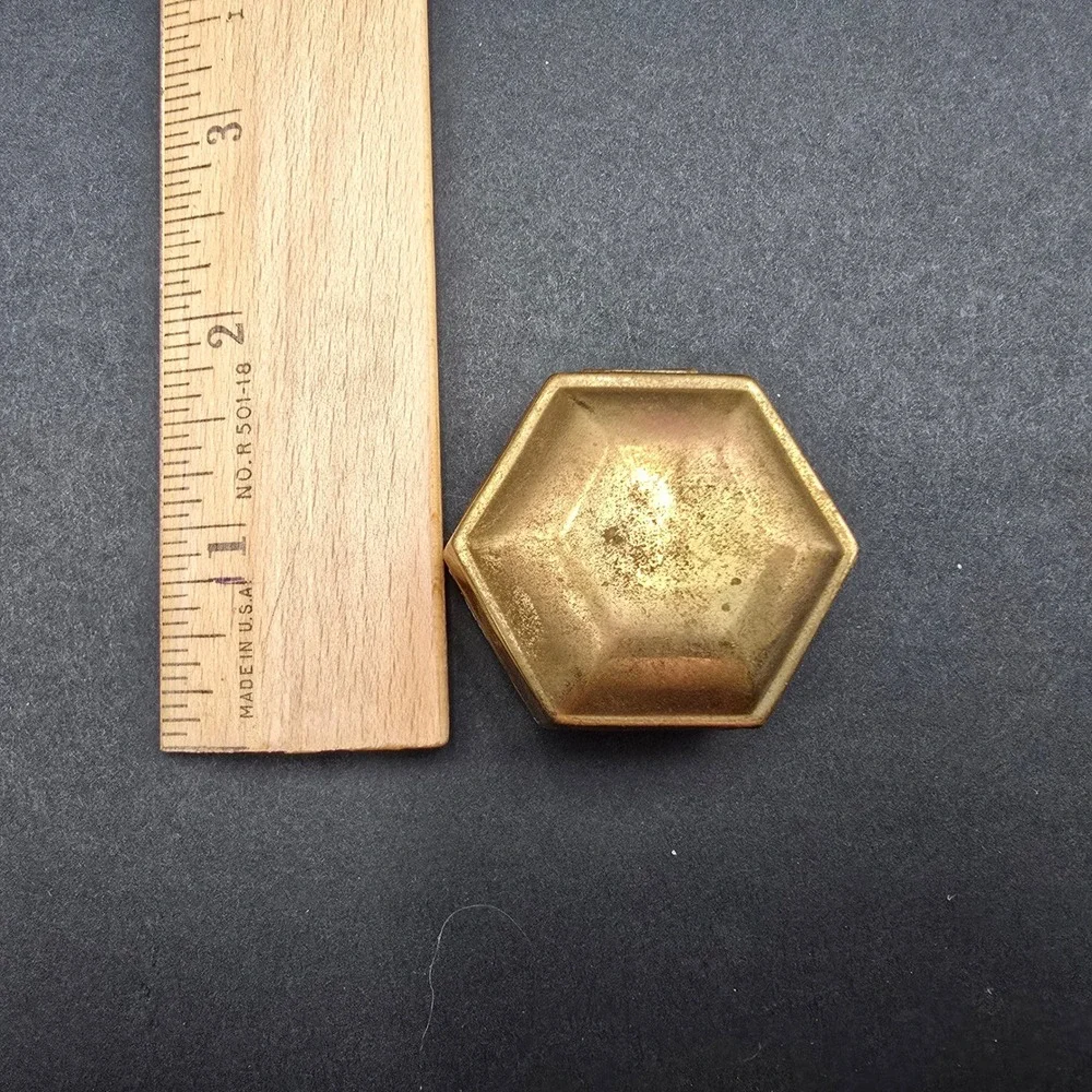 Vintage Bachmans Hexagon Brass Trinket Box Made in India Small Ring Case